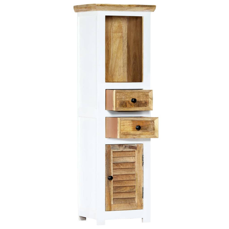 vidaXL Highboard White and Brown 40x30x128 cm Solid Rough Mango Wood
