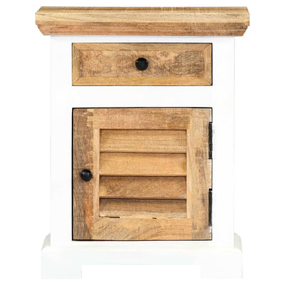 vidaXL Nightstand White and Brown 40x30x50 cm Solid Rough Mango Wood