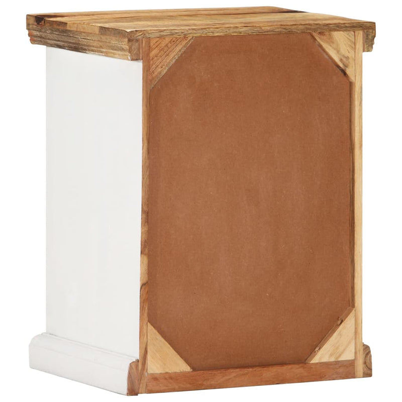 vidaXL Nightstand White and Brown 40x30x50 cm Solid Rough Mango Wood