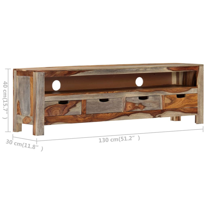 vidaXL TV Cabinet Solid Sheesham Wood 130x30x40 cm