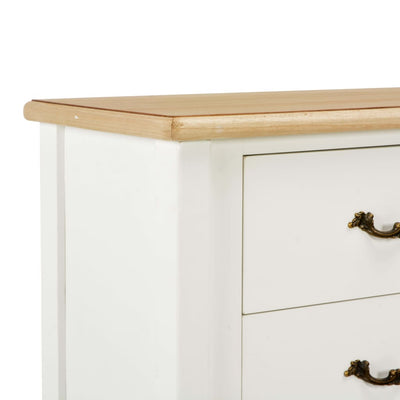 vidaXL Sideboard White and Brown 110x30x85 cm Solid Wood