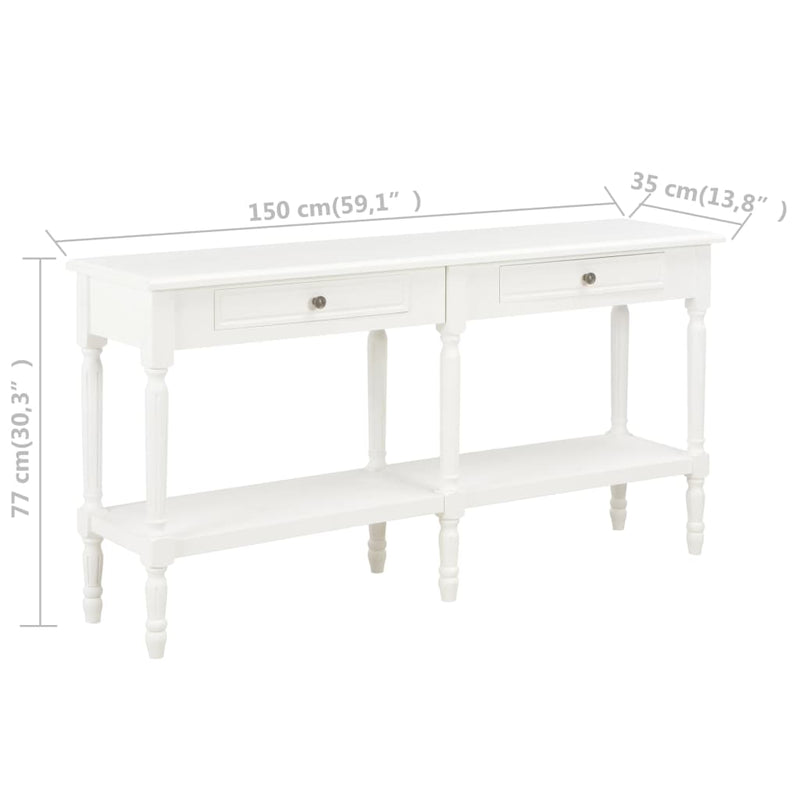 vidaXL Sideboard White 150x35x77 cm Solid Wood
