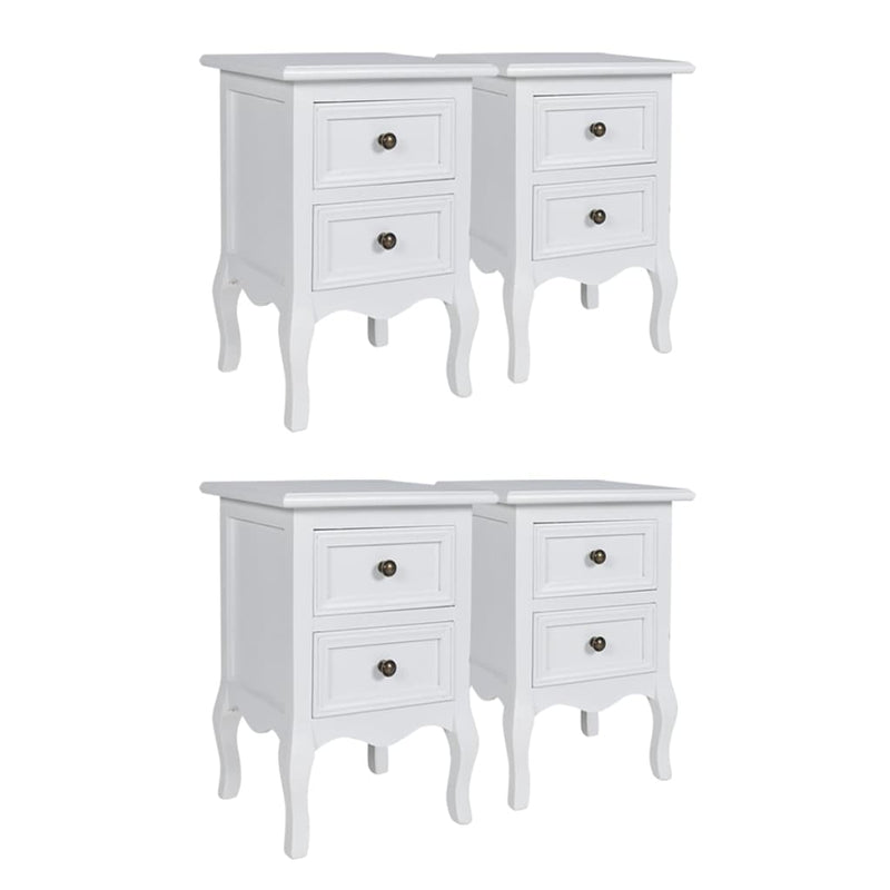 vidaXL Nightstands 4 pcs with 2 Drawers MDF White
