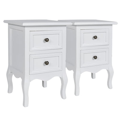 vidaXL Nightstands 4 pcs with 2 Drawers MDF White