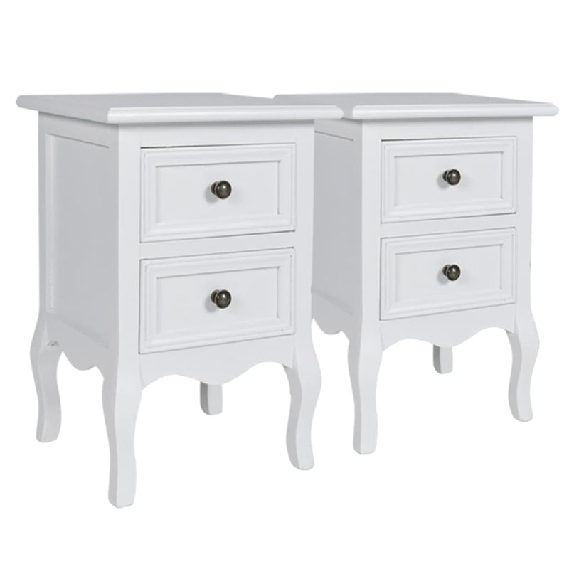 vidaXL Nightstands 4 pcs with 2 Drawers MDF White