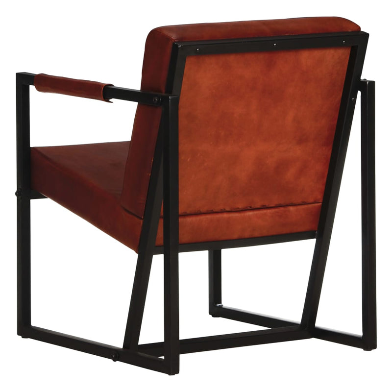 vidaXL Armchair Brown Real Leather