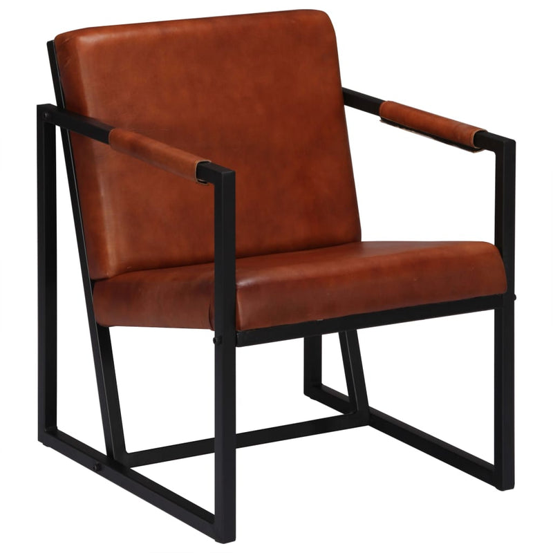 vidaXL Armchair Brown Real Leather