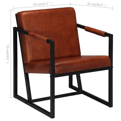 vidaXL Armchair Brown Real Leather