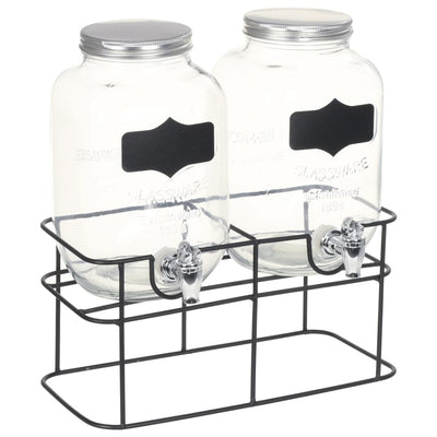 vidaXL Beverage Dispensers 2 pcs with Stand 2 x 4  L Glass