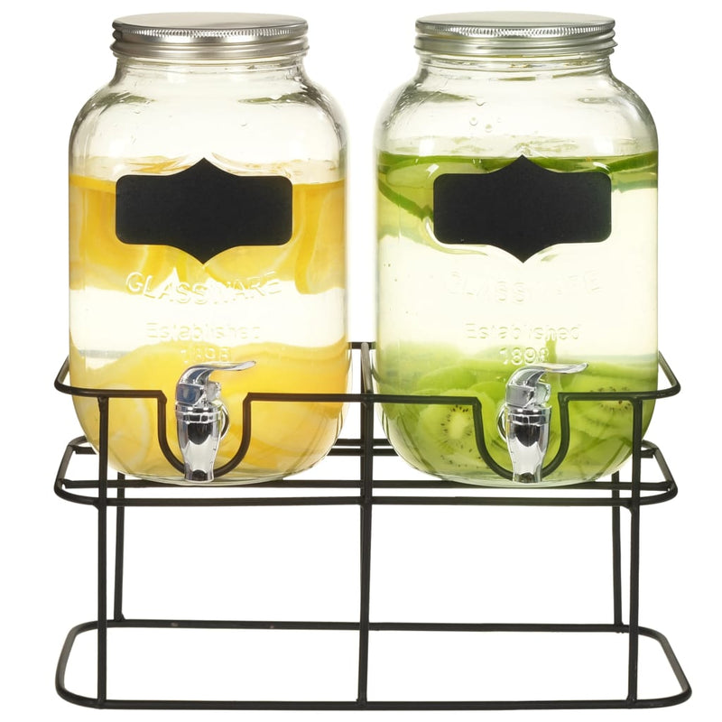vidaXL Beverage Dispensers 2 pcs with Stand 2 x 4  L Glass