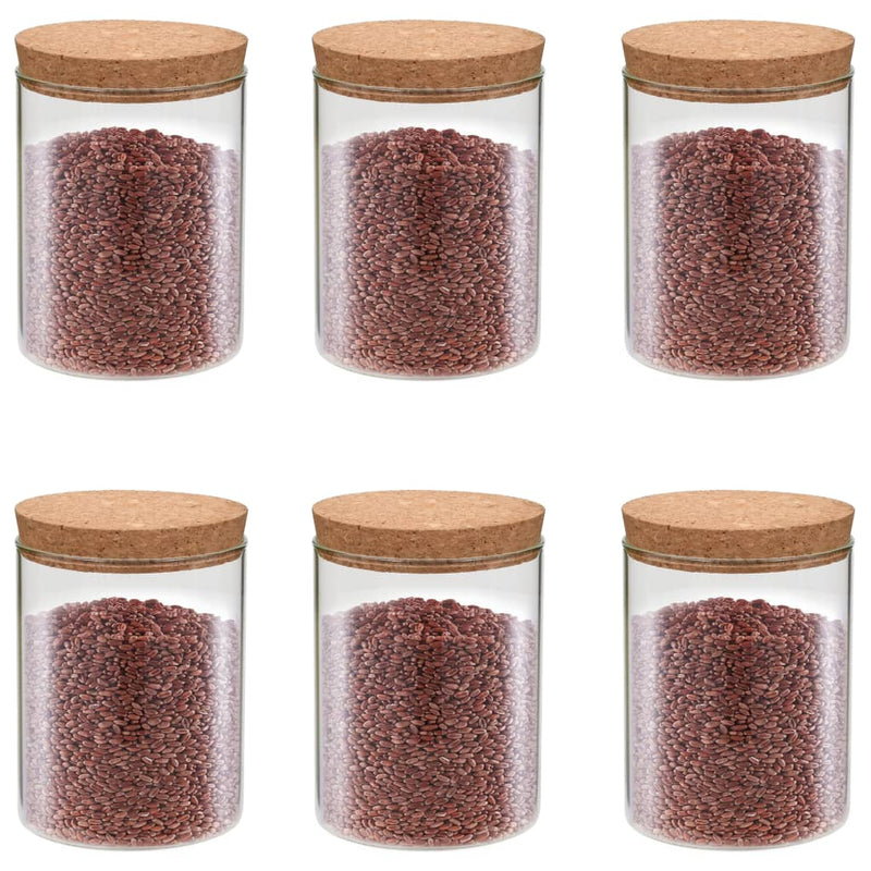 vidaXL Storage Glass Jars with Cork Lid 6 pcs 650 ml