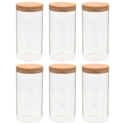 vidaXL Storage Glass Jars with Cork Lid 6 pcs 1100 ml