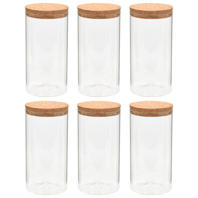 vidaXL Storage Glass Jars with Cork Lid 6 pcs 1400 ml