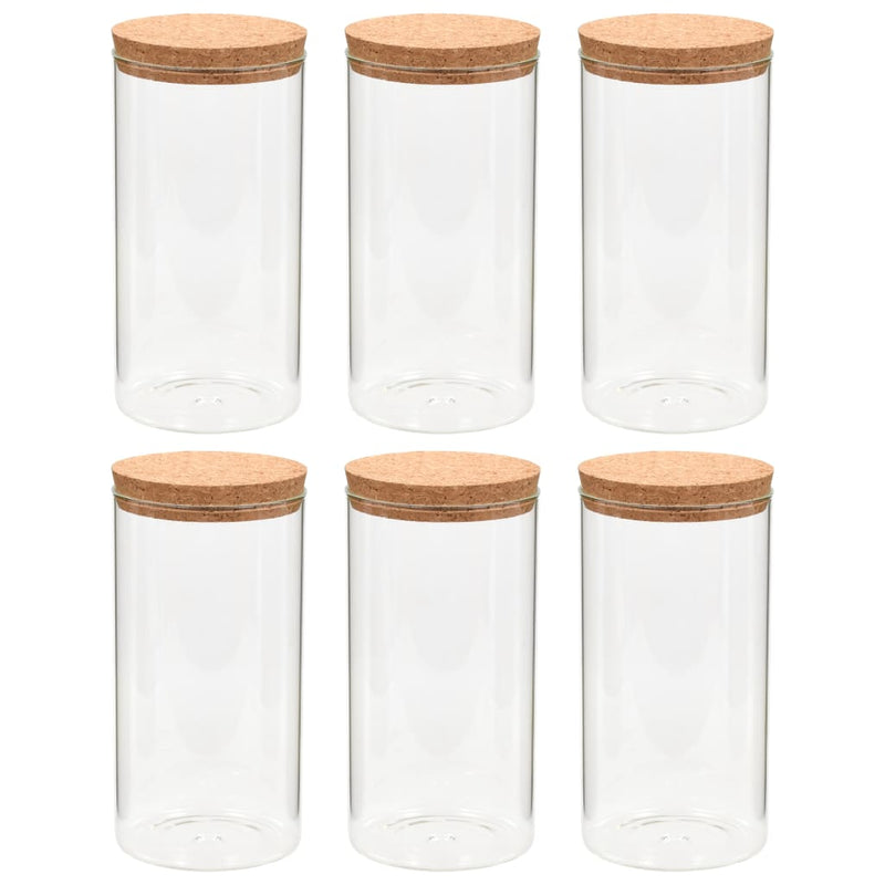 vidaXL Storage Glass Jars with Cork Lid 6 pcs 1400 ml