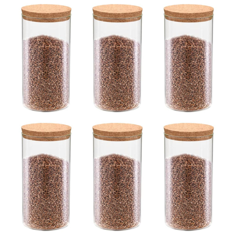vidaXL Storage Glass Jars with Cork Lid 6 pcs 1400 ml