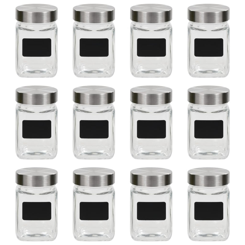 vidaXL Storage Jars with Sticker 12 pcs 300 ml