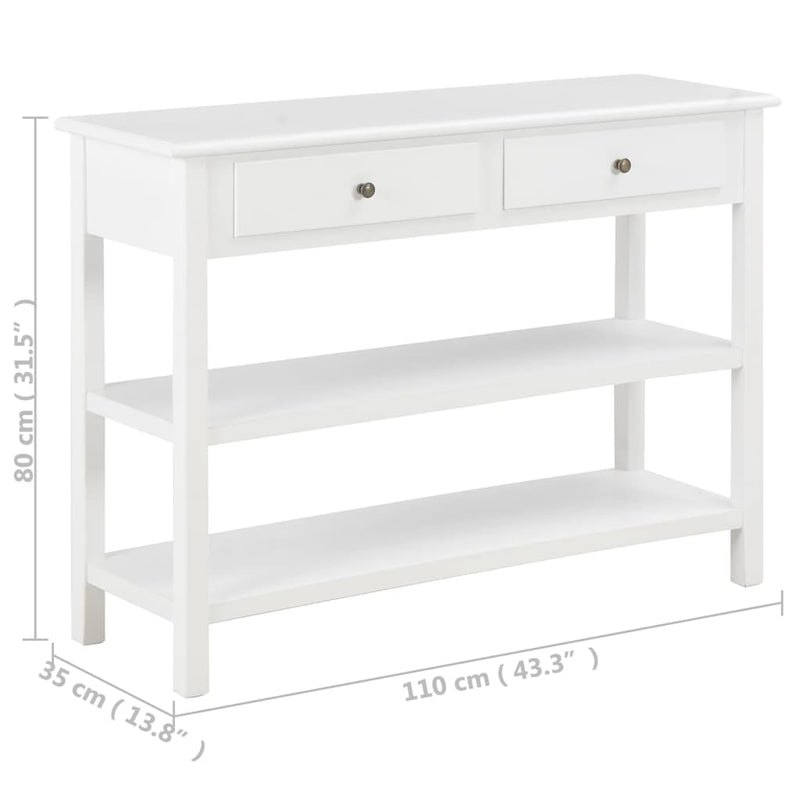 vidaXL Sideboard White 110x35x80 cm MDF