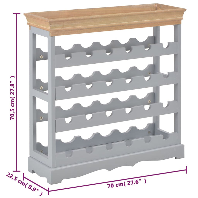vidaXL Wine Cabinet Grey 70x22.5x70.5 cm MDF