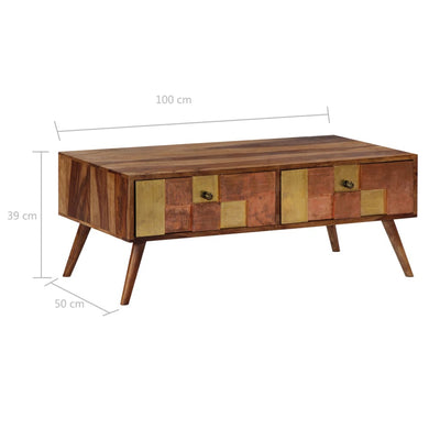 vidaXL Coffee Table 100x50x39 cm Solid Sheesham Wood