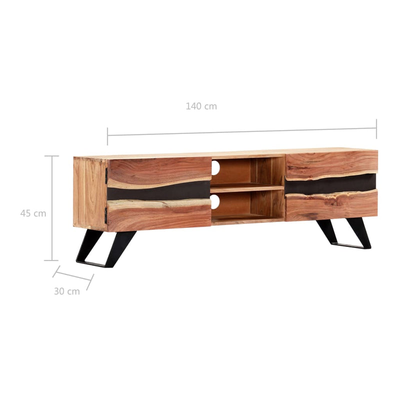 vidaXL TV Cabinet 140x30x45 cm Solid Acacia Wood