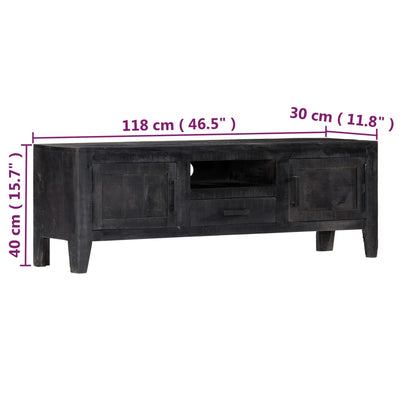 vidaXL TV Cabinet Black 118x30x40 cm Solid Mango Wood