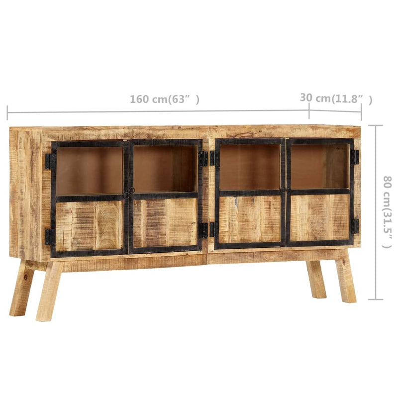 vidaXL Sideboard Brown and Black 160x30x80 cm Solid Rough Mango Wood