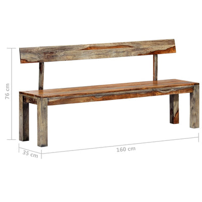 vidaXL Bench 160 cm Grey Solid Sheesham Wood