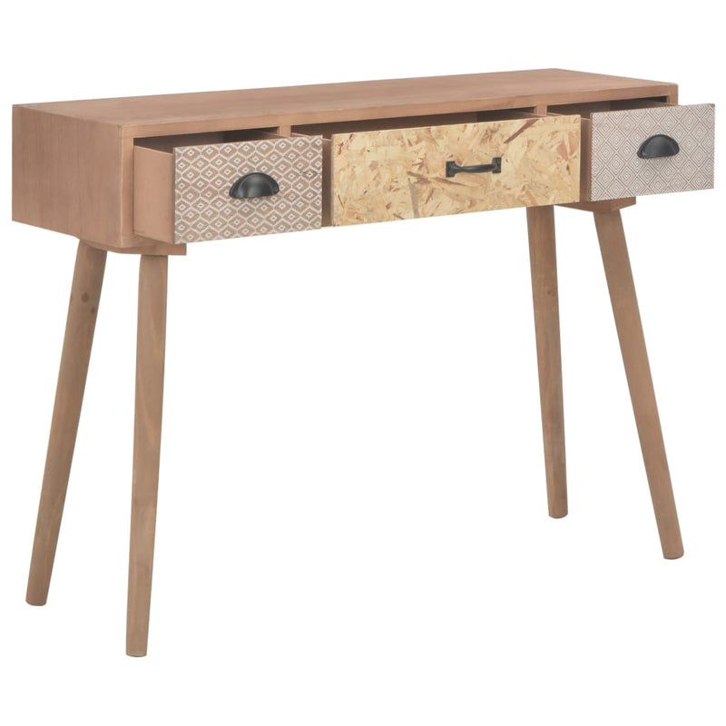 vidaXL Console Table with 3 Drawers 100x30x73 cm Solid Pinewood