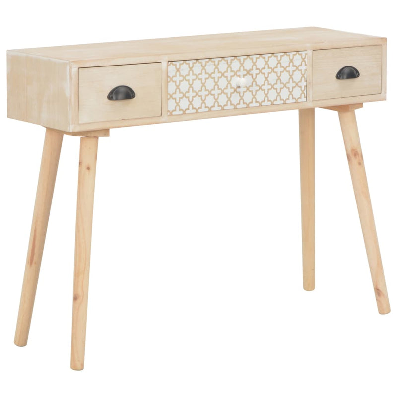 vidaXL Console Table with 3 Drawers 100x30x73 cm Solid Pinewood