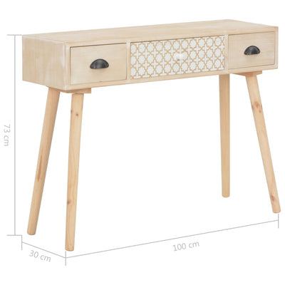 vidaXL Console Table with 3 Drawers 100x30x73 cm Solid Pinewood
