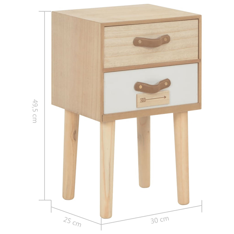 vidaXL Bedside Cabinet with 2 Drawers 40x30x49.5 cm Solid Pinewood