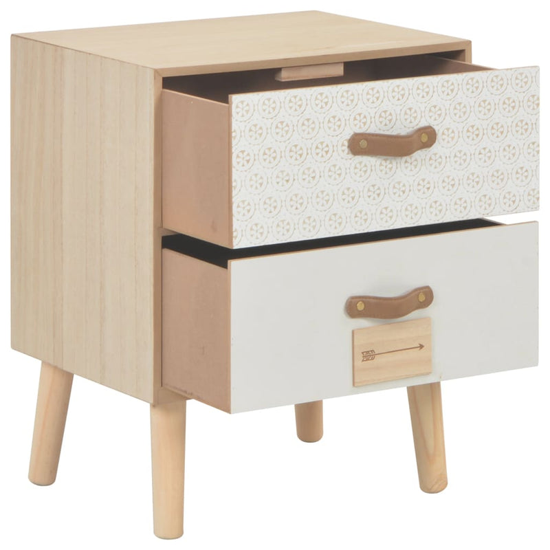 vidaXL Bedside Cabinet with 2 Drawers 40x30x49.5 cm Solid Pinewood