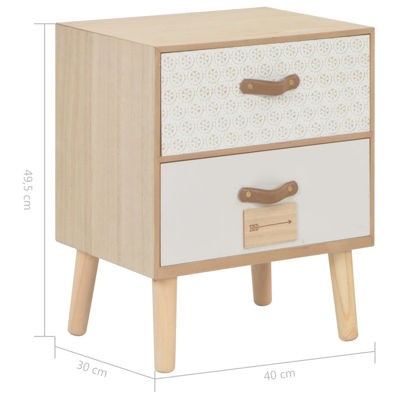 vidaXL Bedside Cabinet with 2 Drawers 40x30x49.5 cm Solid Pinewood