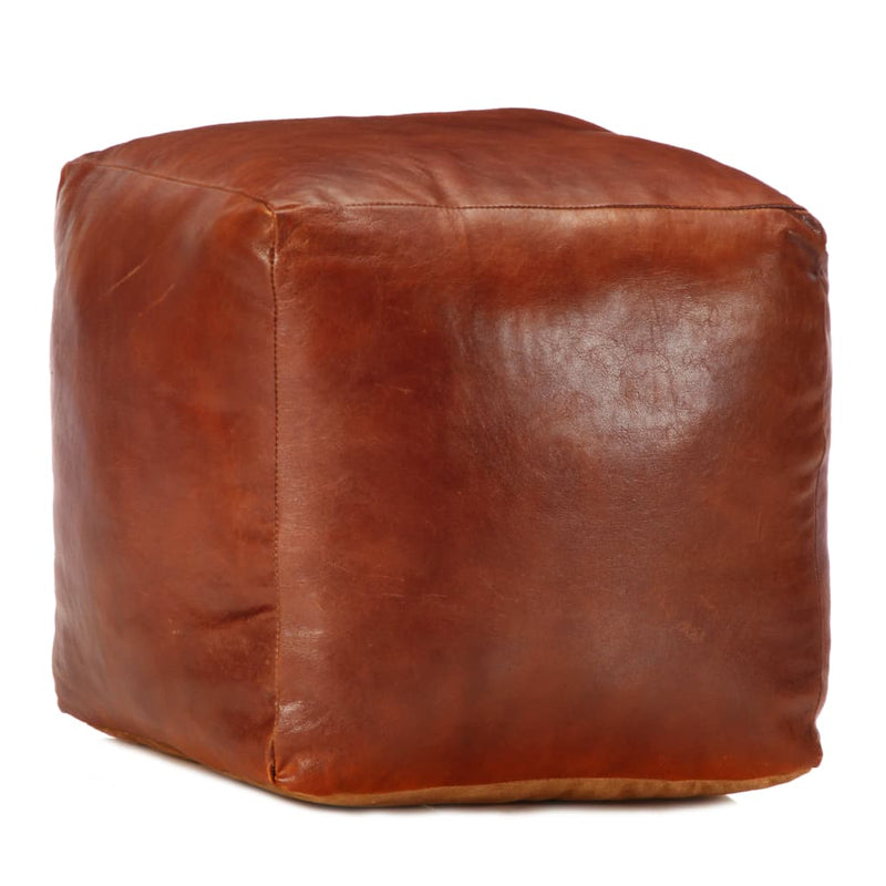 vidaXL Pouffe Black 60x60x30 cm Genuine Goat Leather