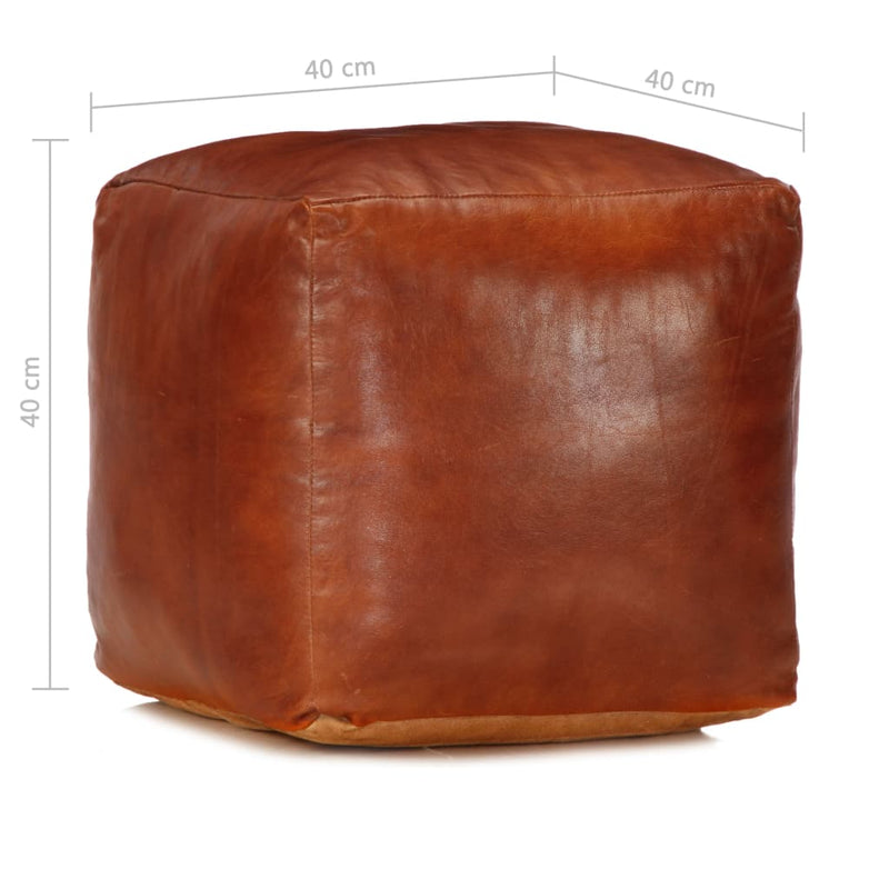 vidaXL Pouffe Black 60x60x30 cm Genuine Goat Leather