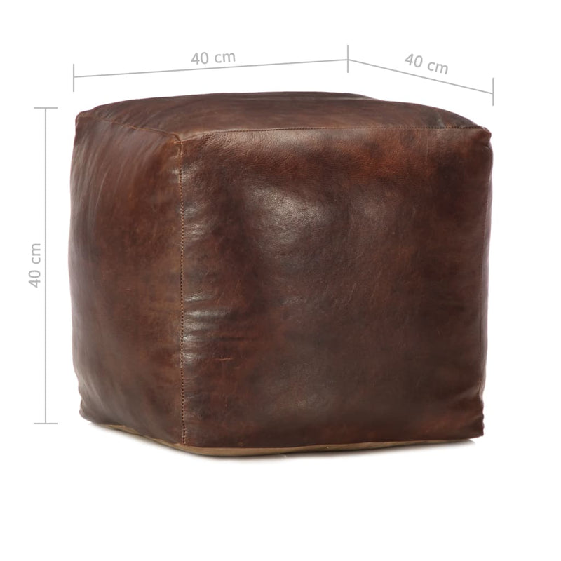 vidaXL Pouffe Black 60x60x30 cm Genuine Goat Leather