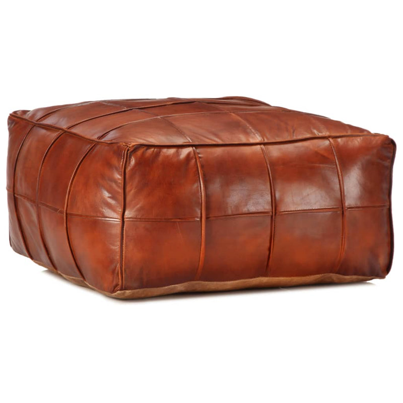 vidaXL Pouffe Black 60x60x30 cm Genuine Goat Leather
