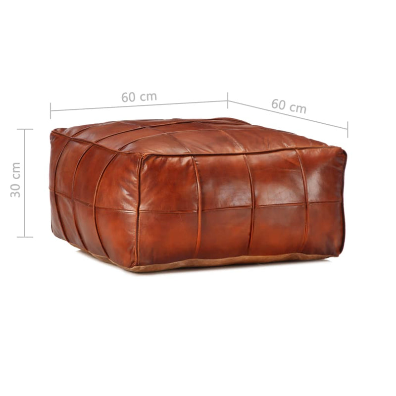 vidaXL Pouffe Black 60x60x30 cm Genuine Goat Leather