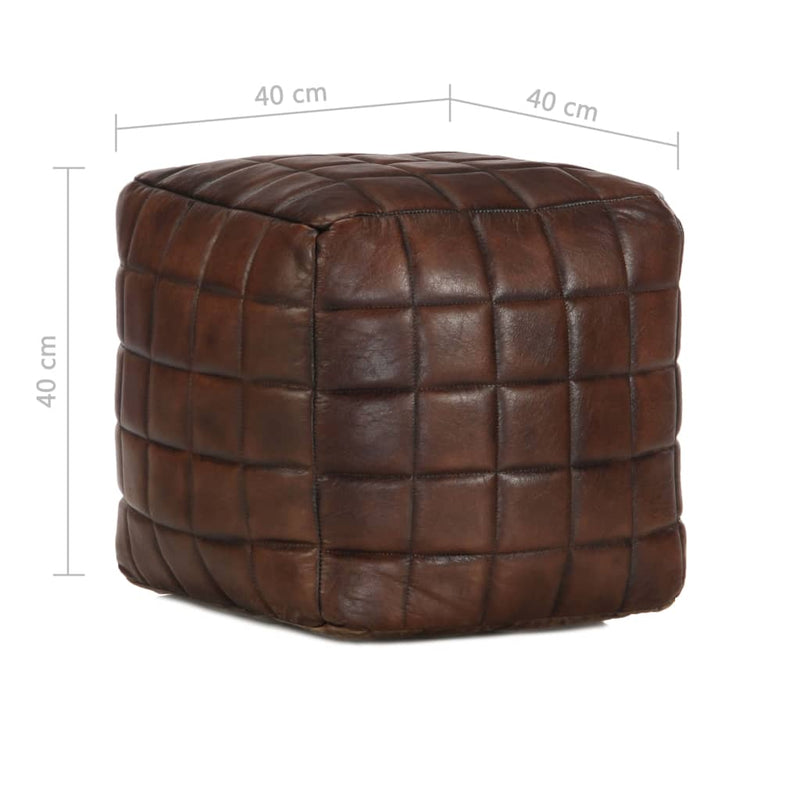 vidaXL Pouffe Black 60x60x30 cm Genuine Goat Leather