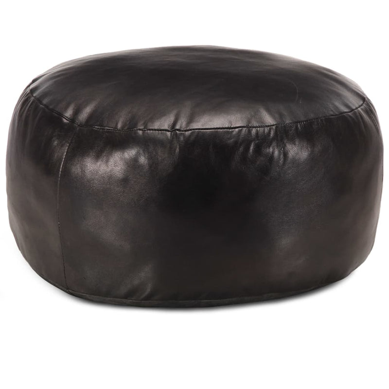 vidaXL Pouffe Black 60x60x30 cm Genuine Goat Leather