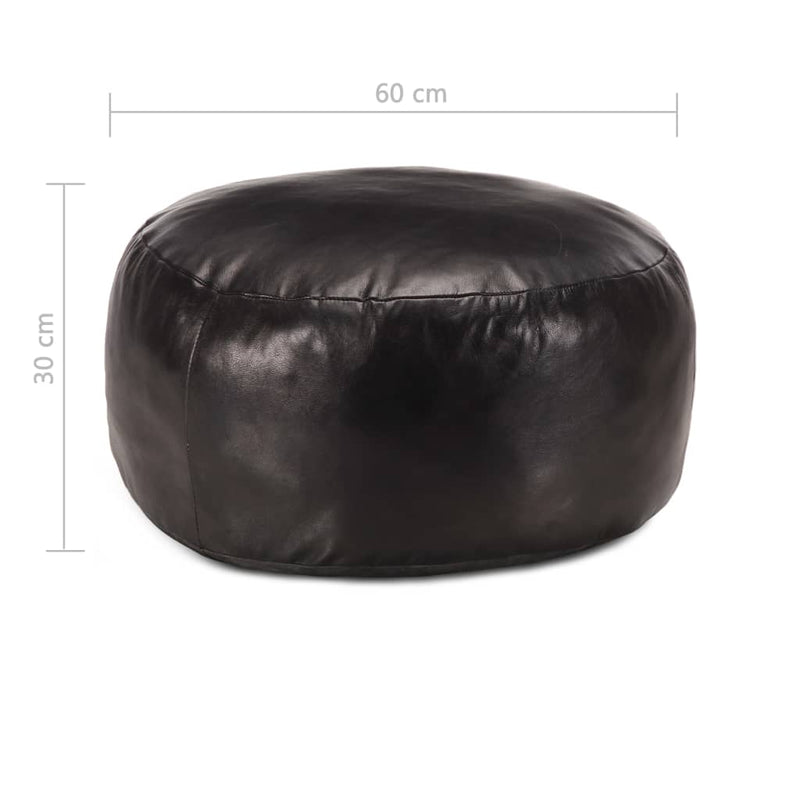 vidaXL Pouffe Black 60x60x30 cm Genuine Goat Leather
