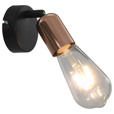 vidaXL Spot Lights 2 pcs with Filament Bulbs 2 W Black and Copper E27