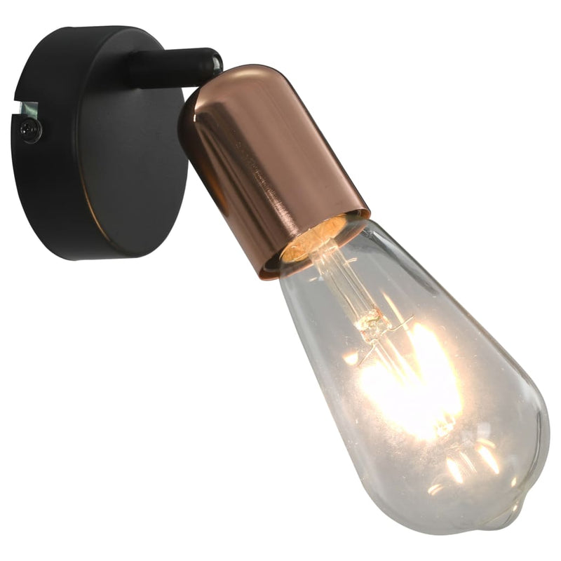vidaXL Spot Lights 2 pcs with Filament Bulbs 2 W Black and Copper E27