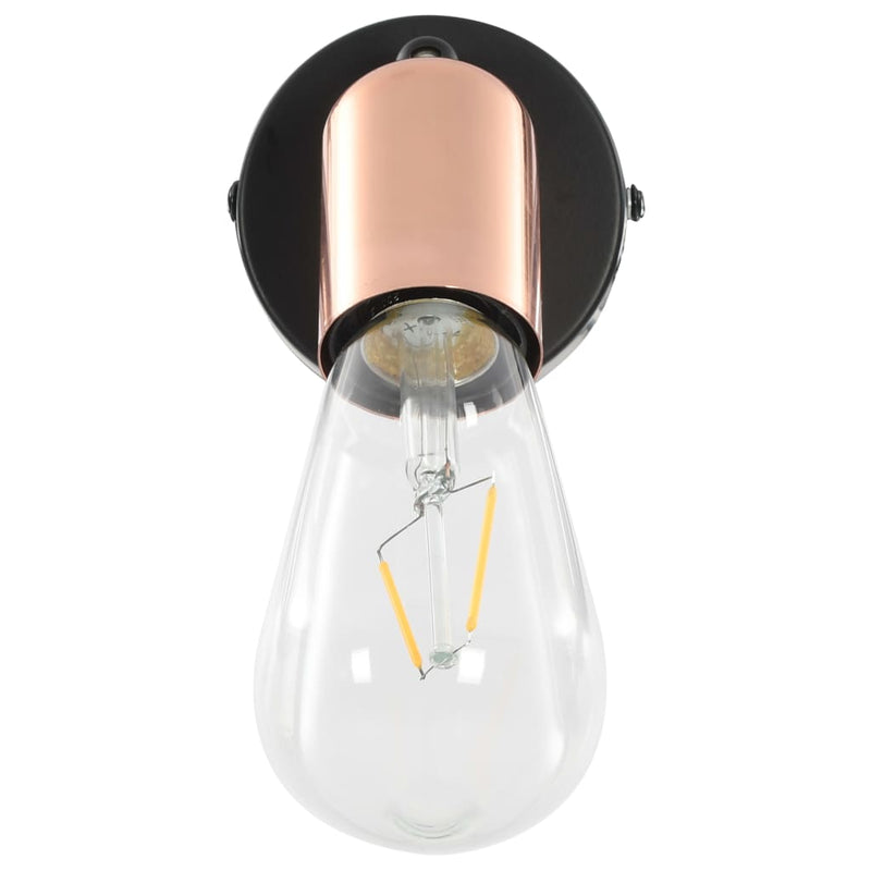 vidaXL Spot Lights 2 pcs with Filament Bulbs 2 W Black and Copper E27
