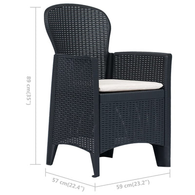 vidaXL 3 Piece Bistro Set Plastic Anthracite Rattan Look