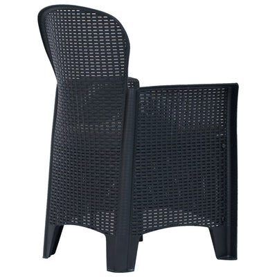 vidaXL 3 Piece Bistro Set Plastic Anthracite Rattan Look