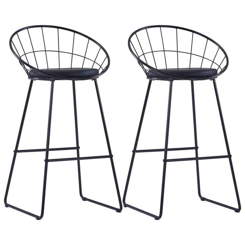 vidaXL Bar Chairs 2 pcs Black Faux Leather
