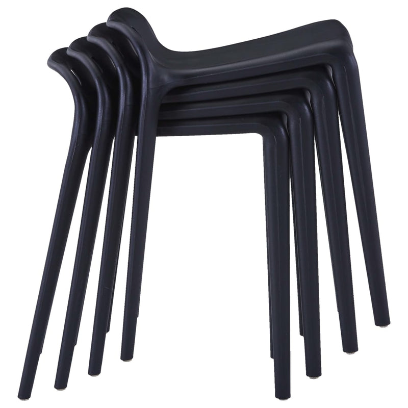 vidaXL Stackable Stools 4 pcs Black Plastic