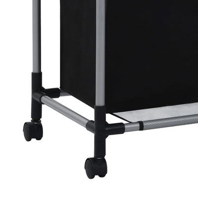 vidaXL Laundry Sorter with 3 Bags Black Steel