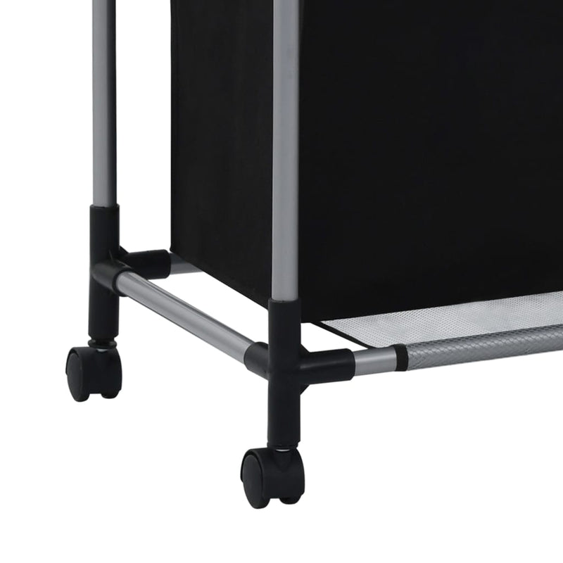 vidaXL Laundry Sorter with 3 Bags Black Steel
